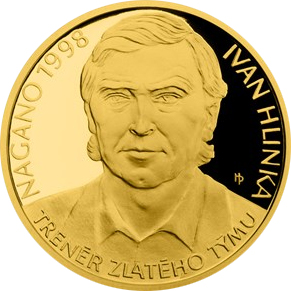 Zlatá půluncová mince Ivan Hlinka čísl. certifikát 2018 Proof