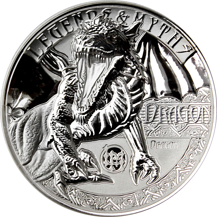 Stříbrná mince 2 Oz Dragon Legends And Myths 2018 Proof
