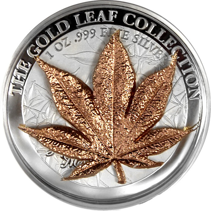 Stříbrná mince 3D Zlatý Japanes Maple Leaf 1 Oz Gold Leaf Collection 2017 Proof