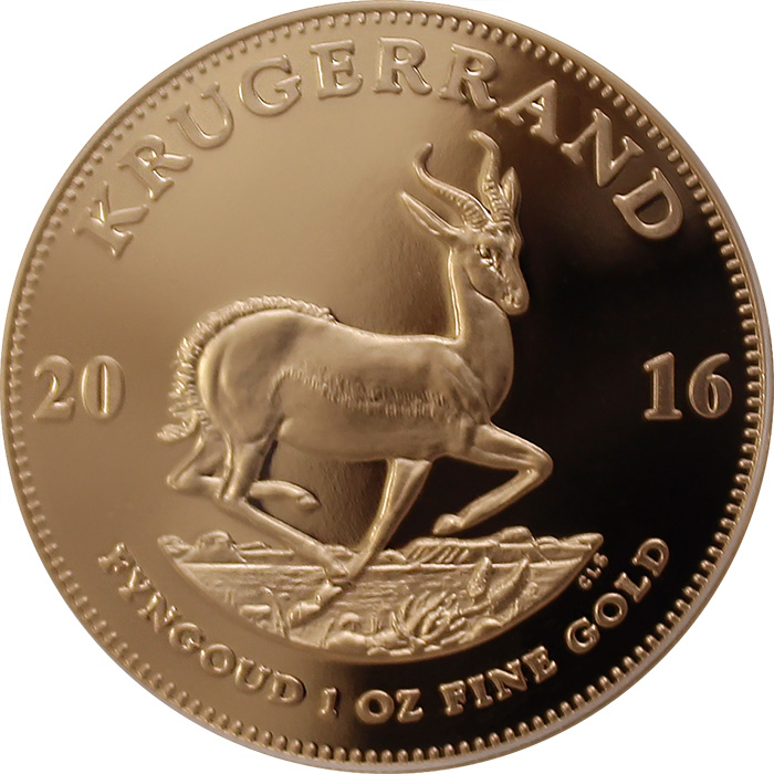 Přední strana Zlatá minca Krugerrand 1 Oz 2016 Proof