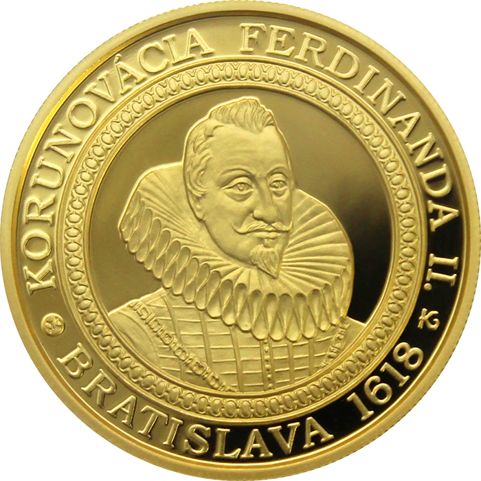 Zlatá mince Bratislavské korunovace - 400. výročí korunovace Ferdinanda II. 2018 Proof