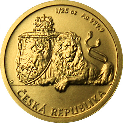 Zlatá 1/25 oz investiční mince Český lev 2018 Standard