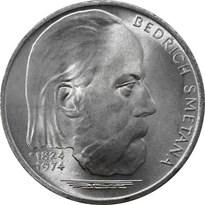 Stříbrná mince 100 Kčs B. Smetana 150. výročí 1974