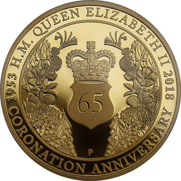 Zlatá mince 65. výročí korunovace Alžběty II. 2 Oz 2018 Proof