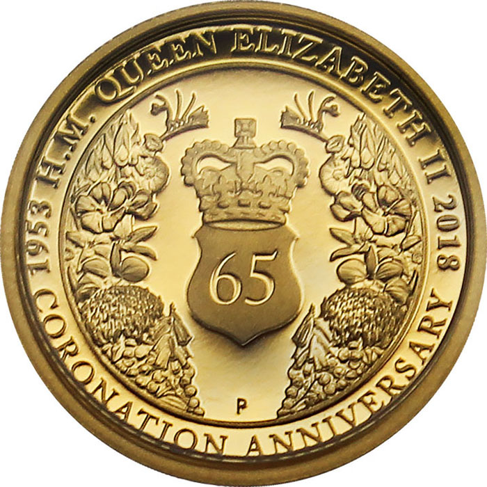 Zlatá mince 65. výročí korunovace Alžběty II. 1/4 Oz 2018 Proof