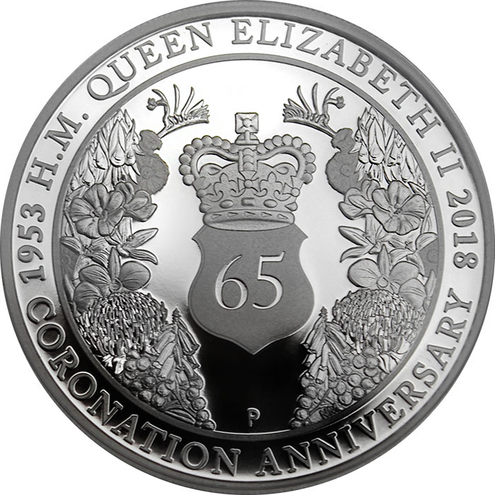 Stříbrná mince 65. výročí korunovace Alžběty II. 1 Oz 2018 Proof