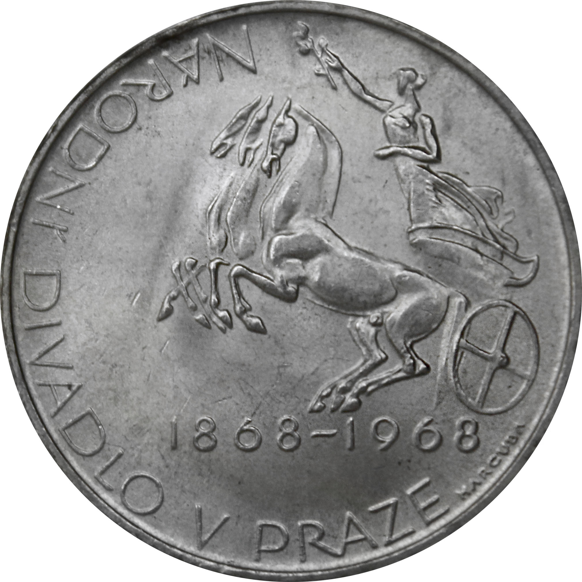 Stříbrná mince 10 Kčs Národní divadlo 100. výročí 1968