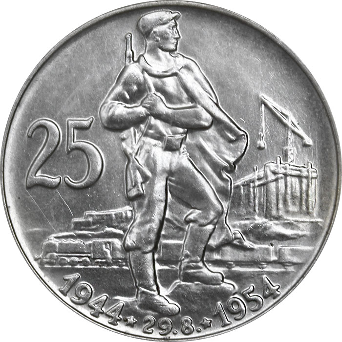 Stříbrná mince 25 Kčs SNP 10. výročí 1954