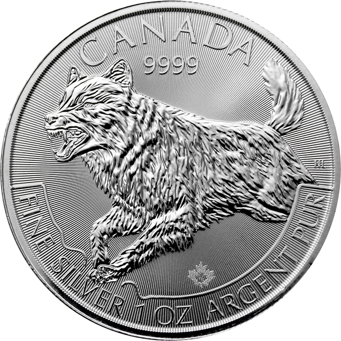 Přední strana Stříbrná investiční mince Vlk Predator 1 Oz 2018
