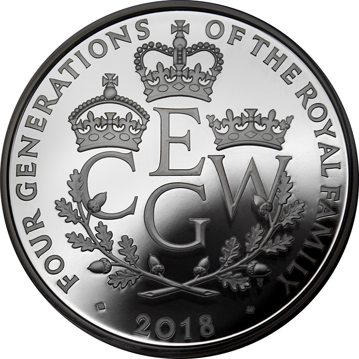 Přední strana Stříbrná mince Four Generations of Royalty 2018 Proof