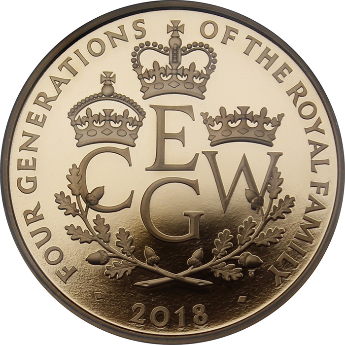 Přední strana Zlatá mince Four Generations of Royalty 2018 Proof