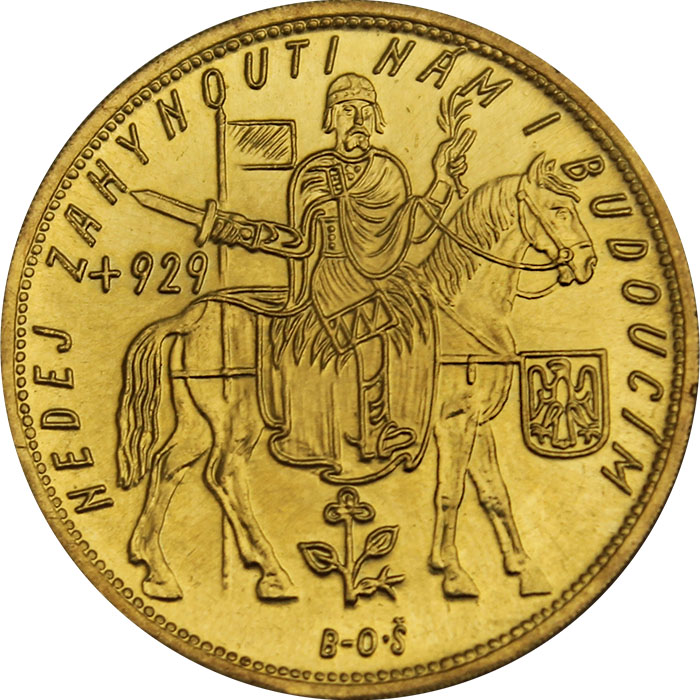 Zlatá mince Svatý Václav Pětidukát Československý 1935