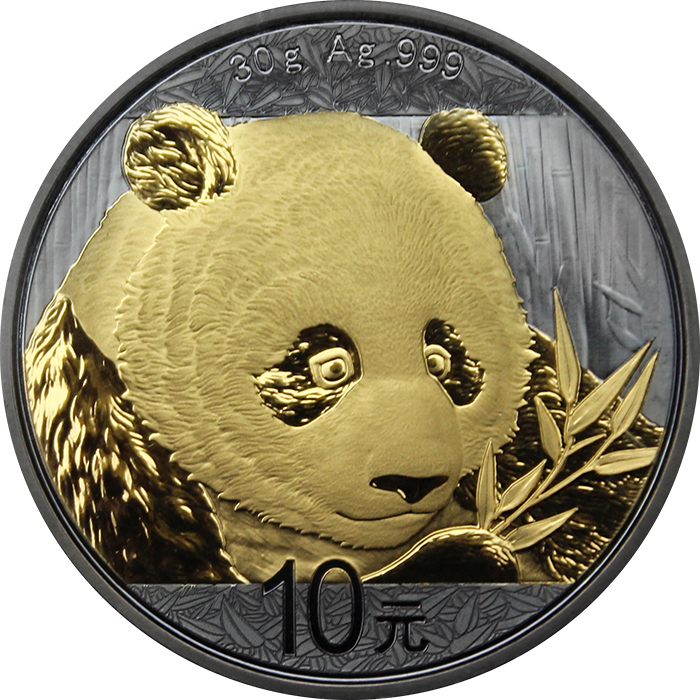 Stříbrná Ruthenium mince pozlacená Panda 30 g Golden Enigma 2018 Proof