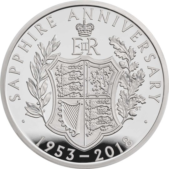 Přední strana Strieborná minca zafírové výročie korunovácie Elizabeth II. 2018 Proof