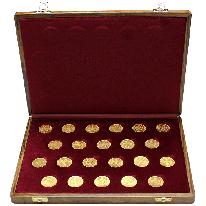 Sada 22 zlatých mincí  Osemzlatníky Františka Jozefa I. 1870 - 1891