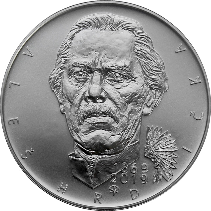 Přední strana Stříbrná mince 200 Kč Aleš Hrdlička 150. výročí narození 2019 Standard