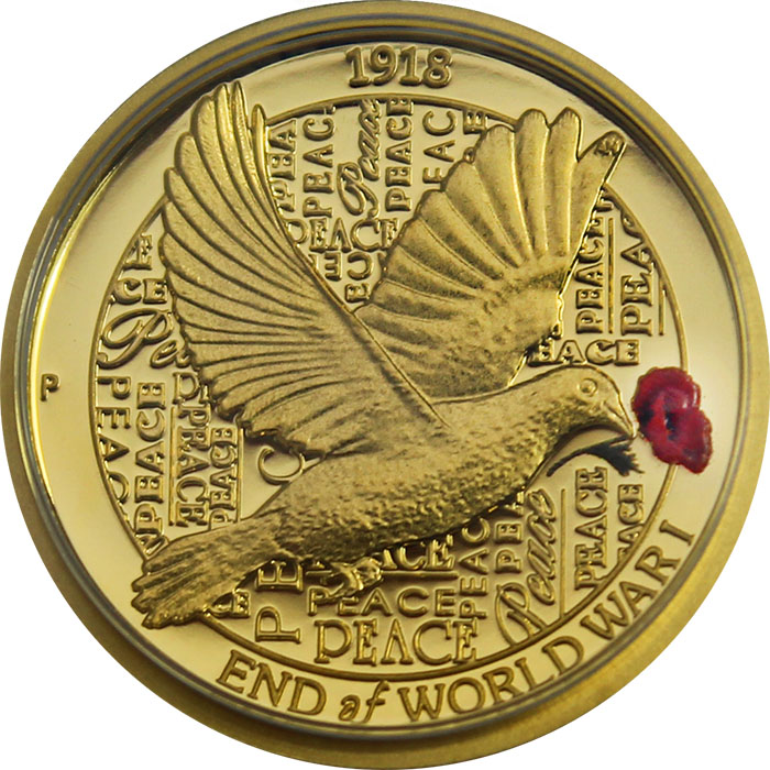 Zlatá minca 100. výročie konca I. svetovej vojny 1/4 Oz High Relief 2018 Proof
