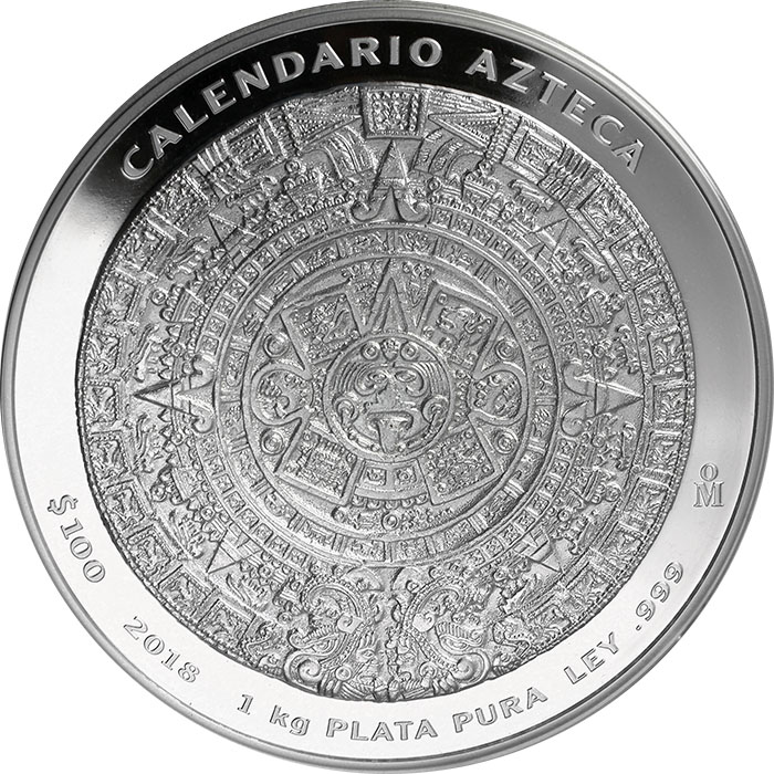 1kg Aztécky kalendár Strieborná minca 2018 Proof