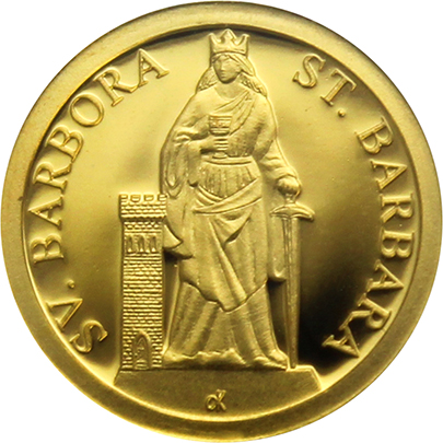 Zlatá minca Patróni - Svätá Barbora 2018 Proof