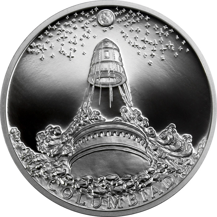Stříbrná mince Fantastický svět Julese Verna - Měsíční dělo Kolumbiad 2018 Proof