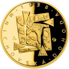 Zlatá minca Prevratné osmičky našich dejín - 1938 Mníchovská dohoda 2018 Proof