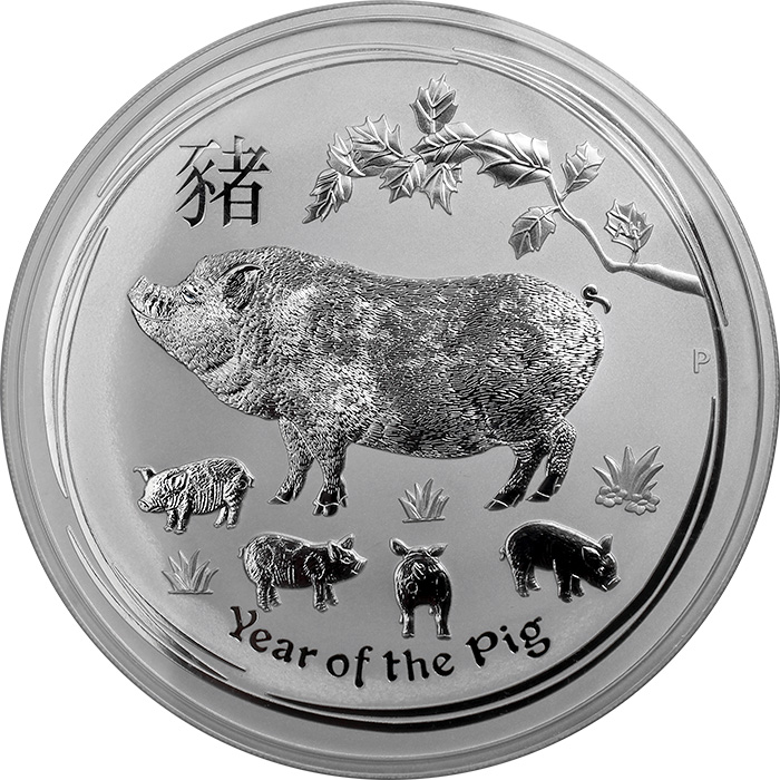 Strieborná investičná minca Year of the Pig Rok Prasaťa Lunárny 1 Kg 2019