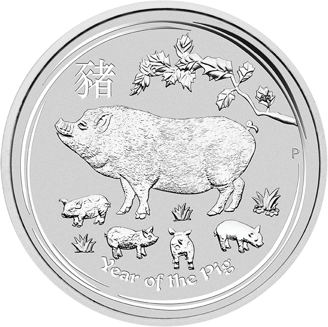 Strieborná investičná minca Year of the Pig Rok Prasaťa Lunárny 10 Kg 2019