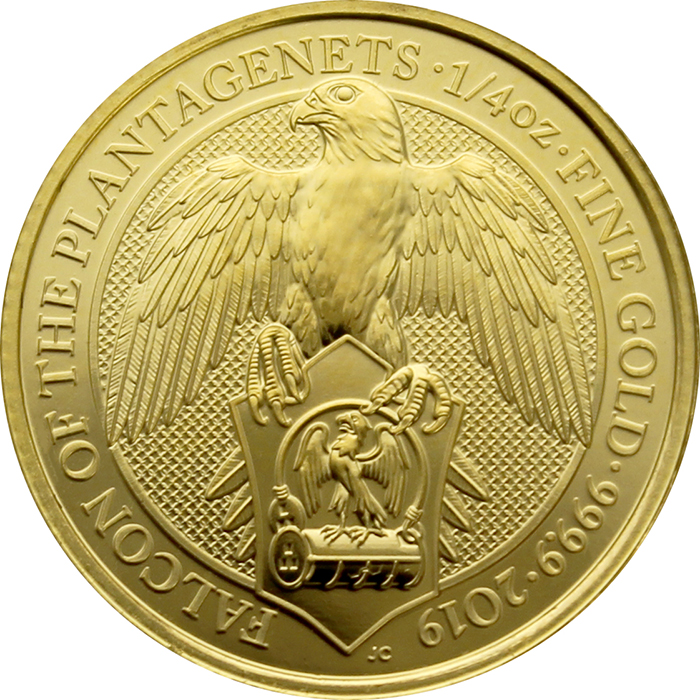 Zlatá investičná minca The Queen´s Beasts Falcon 1/4 Oz 2019