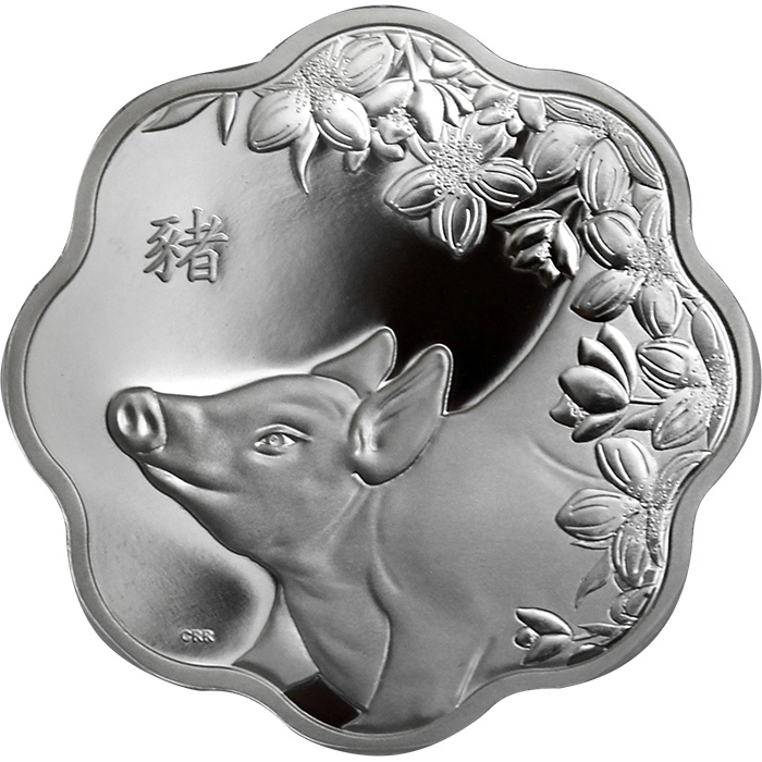 Stříbrná mince Year of the Pig Rok Vepře Lotos 2019 Proof
