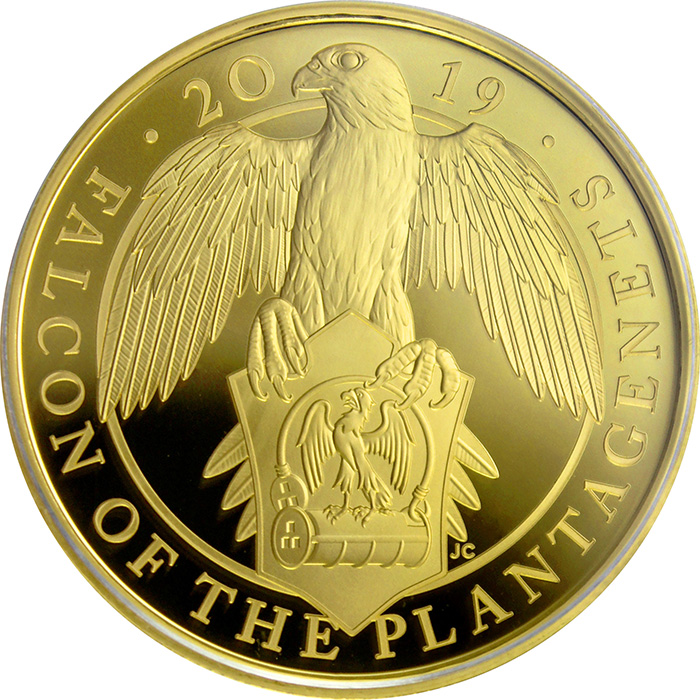 Přední strana Zlatá mince Falcon of the Plantagenets 1 Oz 2019 Proof