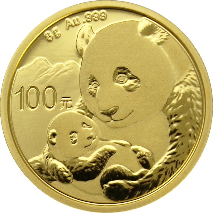 Přední strana Zlatá investiční mince Panda 8g 2019