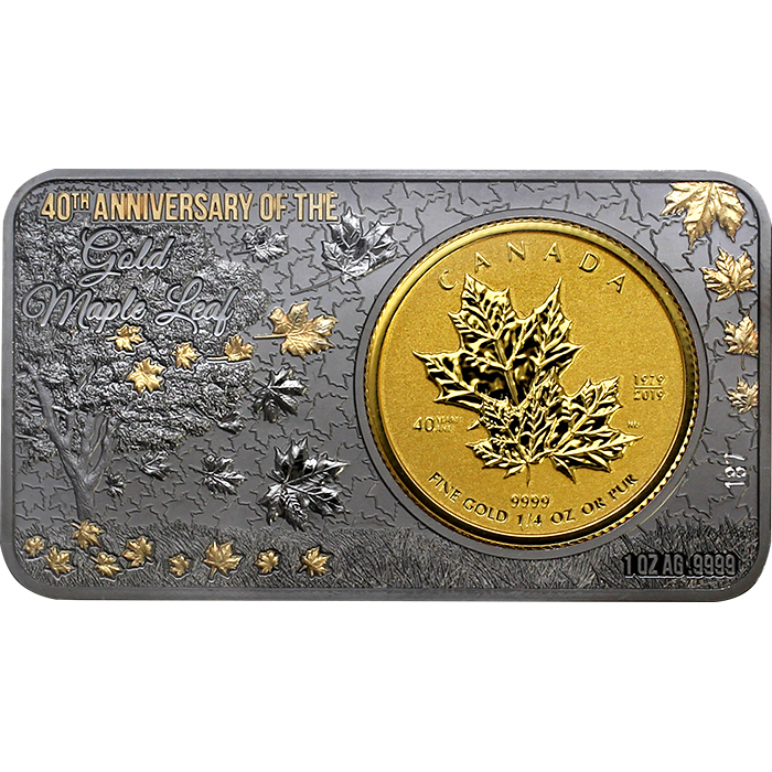 Přední strana Zlatá mince Maple Leaf 40. výročí Exkluzivní edice 2019 Proof