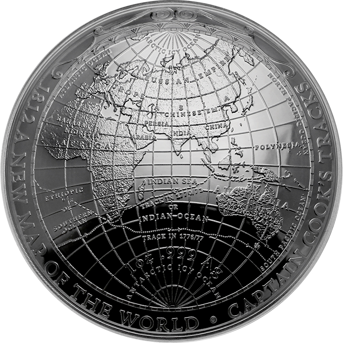 Strieborná minca 1812 - Nová mapa sveta 2019 Proof