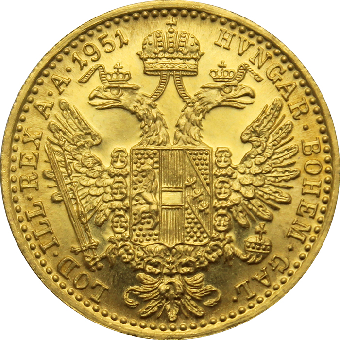 Zlatá mince Dukát Františka Josefa I. 1951 (chyboražba)