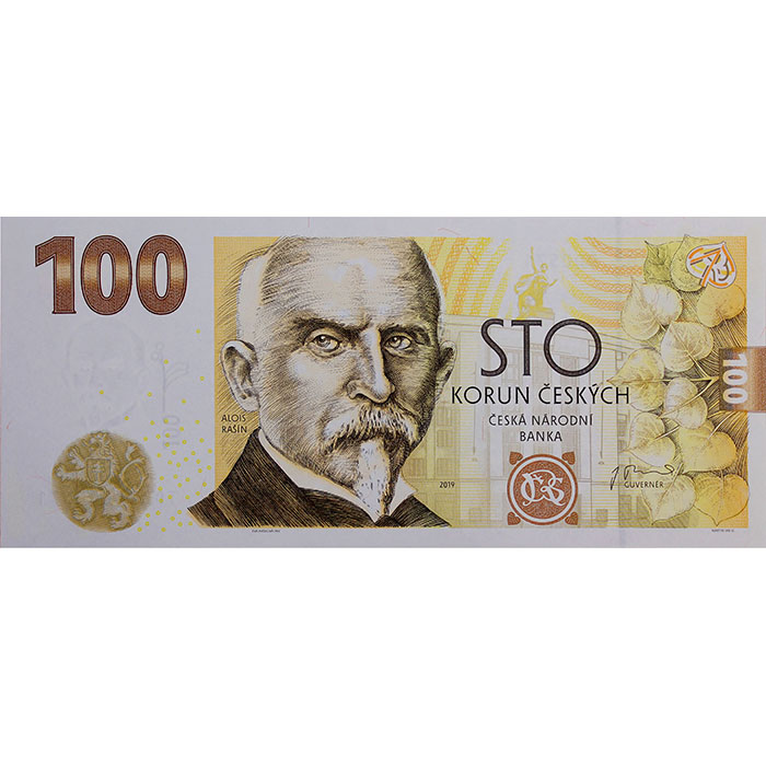 Budovanie československej meny - Alois Rašín bankovka 100 Kč emisie 2019