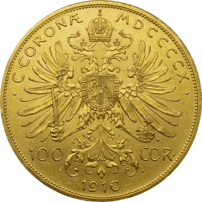 Zlatá mince Stokoruna Františka Josefa I. Rakouská ražba 1910