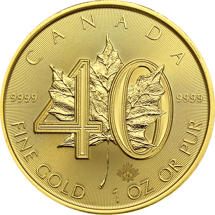 Zlatá investiční mince Maple Leaf 1 Oz - 40. výročí 2019