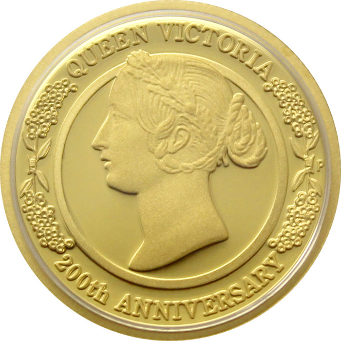 Přední strana Zlatá minca Kráľovná Viktória 200. výročie narodenia 1/4 Oz 2019 Proof
