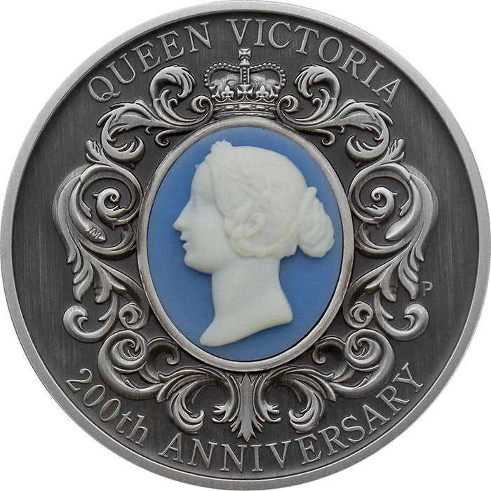 Strieborná minca 2 Oz Kráľovná Viktória 200. výročie narodenia 2019 Antique Standard