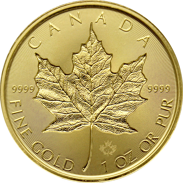 Přední strana Zlatá investičná minca Maple Leaf 1 Oz - Incuse 2019