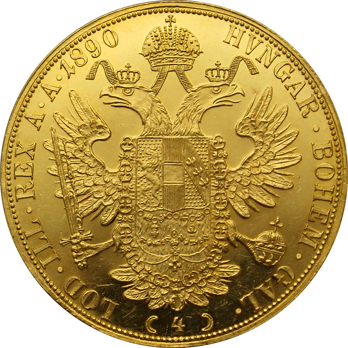 Zlatá mince 4-Dukát Františka Josefa I. 1890