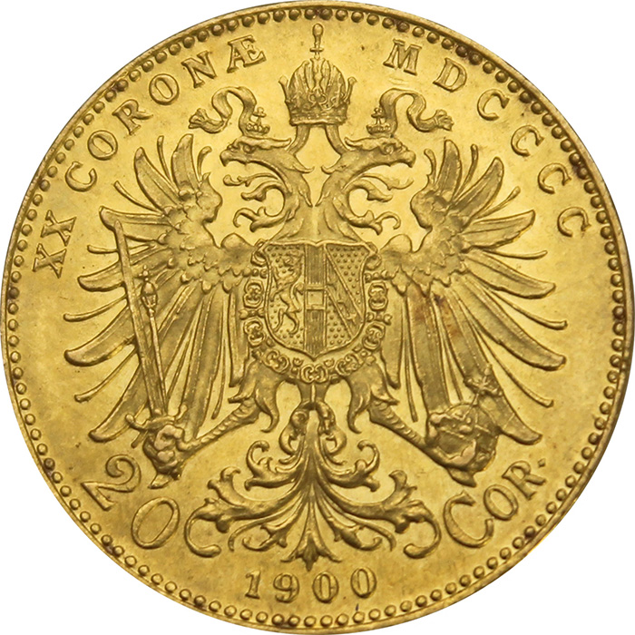Zlatá mince Dvacetikoruna Františka Josefa I. Rakouská ražba 1900