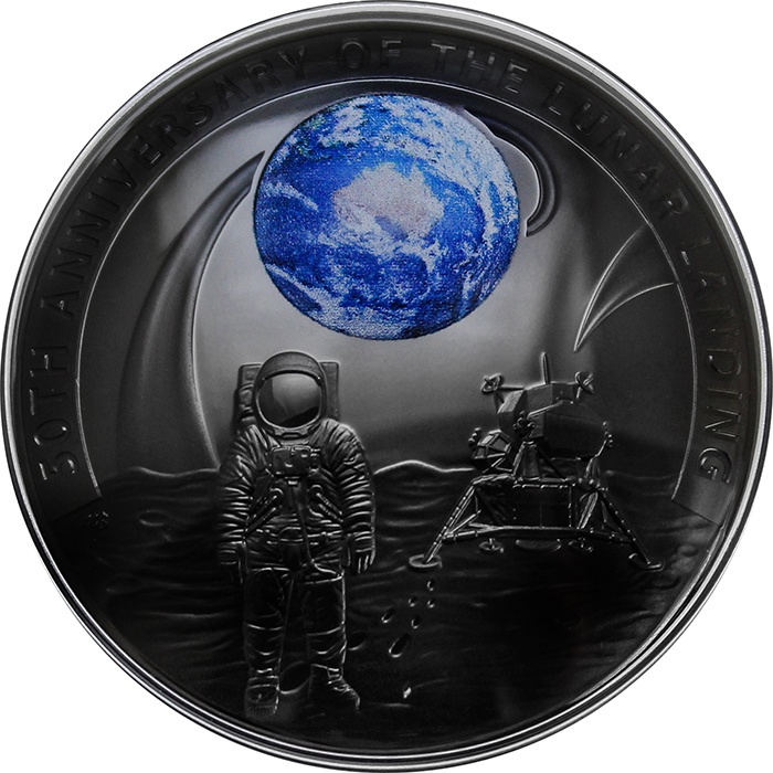 Stříbrná pokovená mince Přistání na Měsíci - 50. výročí 2019 Proof