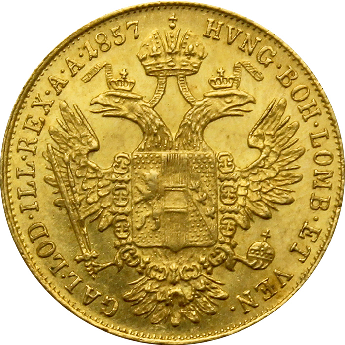 Zlatá mince Dukát Františka Josefa I. 1857 B