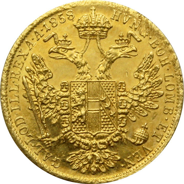 Zlatá mince Dukát Františka Josefa I. 1858 B