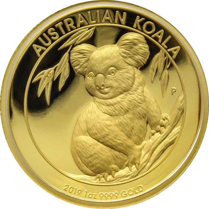 Přední strana Zlatá minca Koala 1 Oz High Relief 2019 Proof