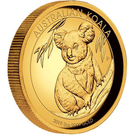 Přední strana Zlatá minca 2 Oz Koala High Relief 2019 Proof