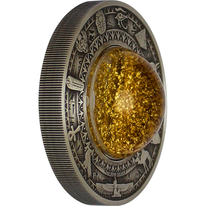 Stříbrná mince 2 Oz Zlatý poklad starověkého Egypta 2019 Antique Standard