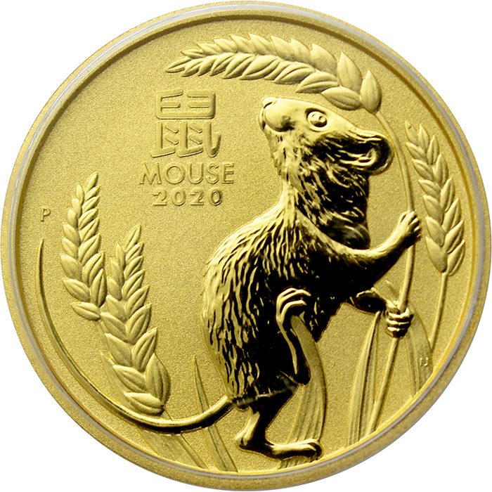 Zlatá investiční mince Year of the Mouse Rok Myši Lunární 1 Oz 2020