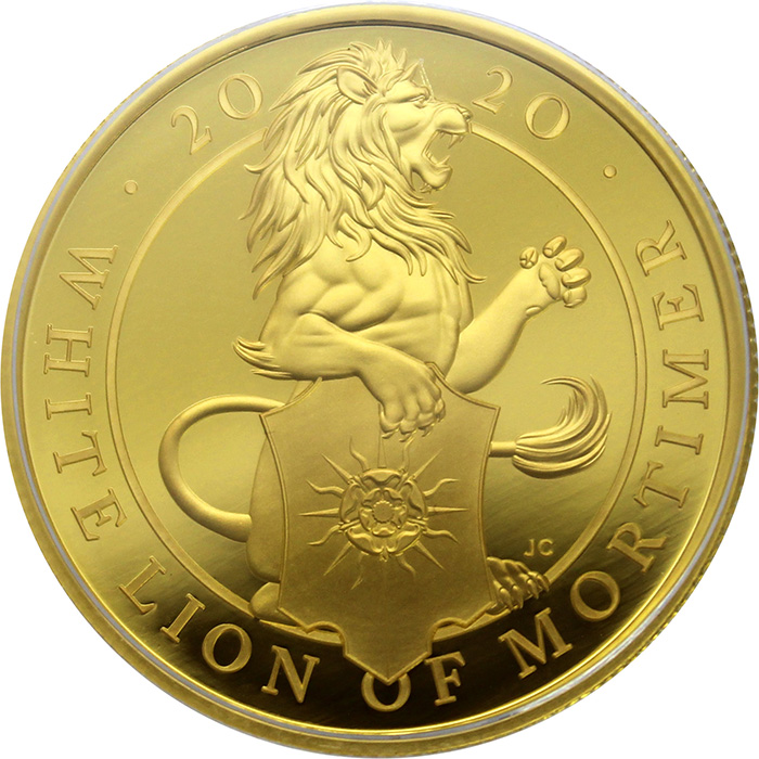 Přední strana Zlatá minca White Lion of Mortimer 1 Oz 2020 Proof